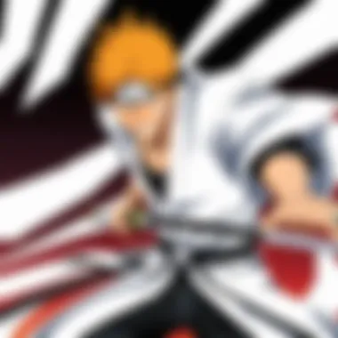 Pivotal Battle Scene in Bleach A dynamic scene illustrating a pivotal battle in Bleach