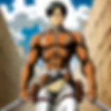 A detailed illustration of the Attack on Titan world showcasing the colossal walls and titans.