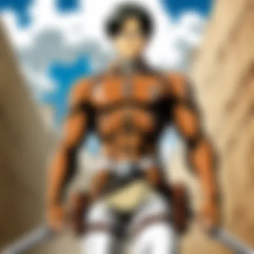 A detailed illustration of the Attack on Titan world showcasing the colossal walls and titans.