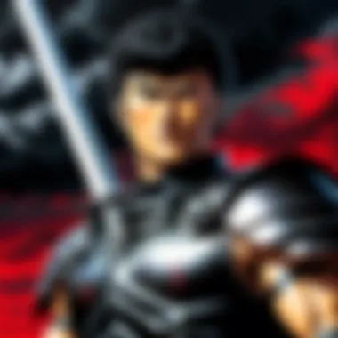 Guts: The Indomitable Spirit A close-up view of Guts, the protagonist, showcasing his determination