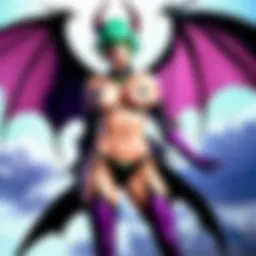 A striking portrayal of Morrigan Aensland showcasing her seductive design and mystical powers.