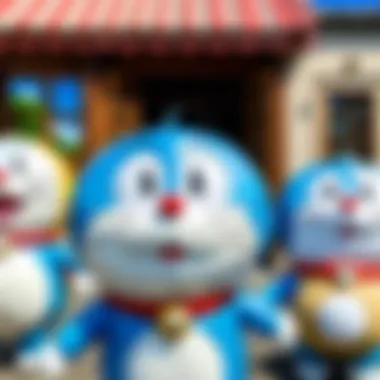 A scene showcasing Doraemon with his friends