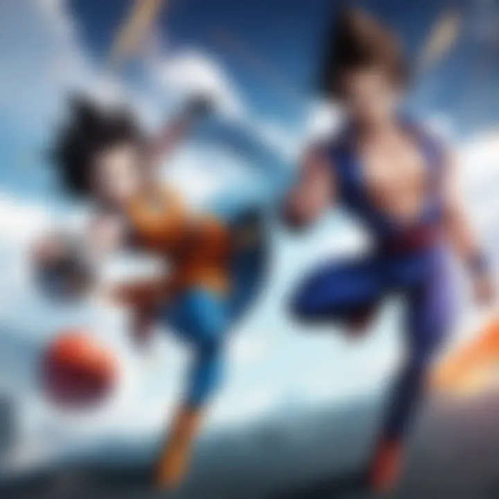 An epic battle scene featuring Vegeta and Goku.