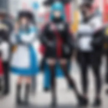 Diverse Characters at a Cosplay Gathering A group of cosplayers embodying different anime characters at a convention