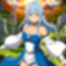 A vibrant scene depicting the fantasy world of DanMachi