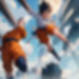 An intense battle scene showcasing Goku in Dragon Ball GT