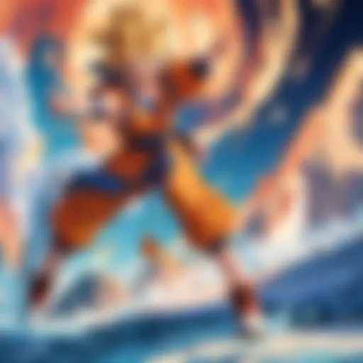 A dynamic scene featuring Goku's transformation in Dragon Ball GT.