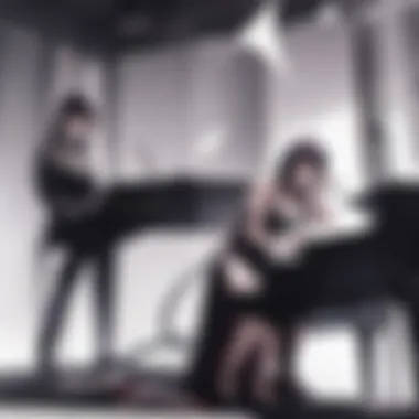 A pianist playing sheet music from Demon Slayer