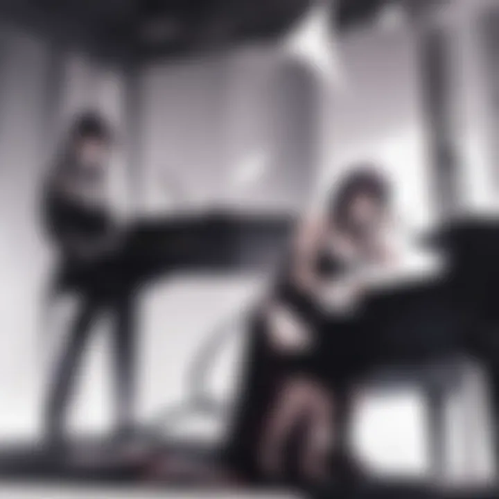 A pianist playing sheet music from Demon Slayer