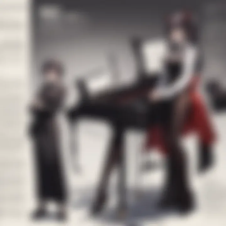 Close-up of Demon Slayer sheet music on a piano