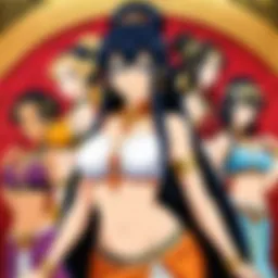A vibrant collage of popular harem anime characters showcasing diverse archetypes