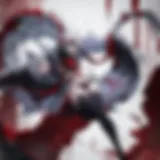 A vivid scene from a popular gore anime showcasing intense action.