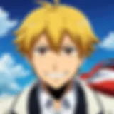 A vibrant scene depicting a comedic moment in an anime, showcasing exaggerated expressions.