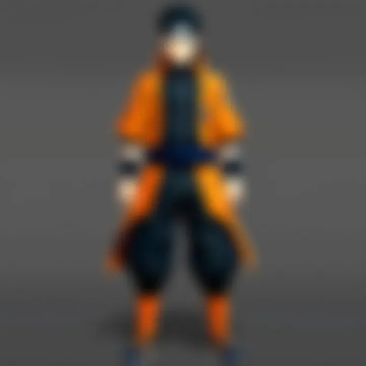 A character customization screen showcasing diverse ninja identities and unique outfits.