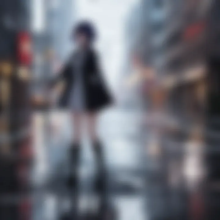 An emotional scene from a dramatic anime, showcasing a character in deep reflection amidst rain.
