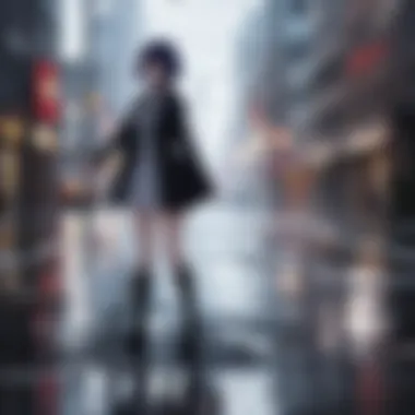 Reflection in the Rain An emotional scene from a dramatic anime, showcasing a character in deep reflection amidst rain.