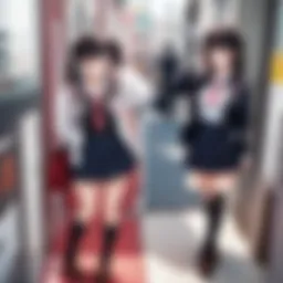 Artistic depiction of schoolgirl attire in anime