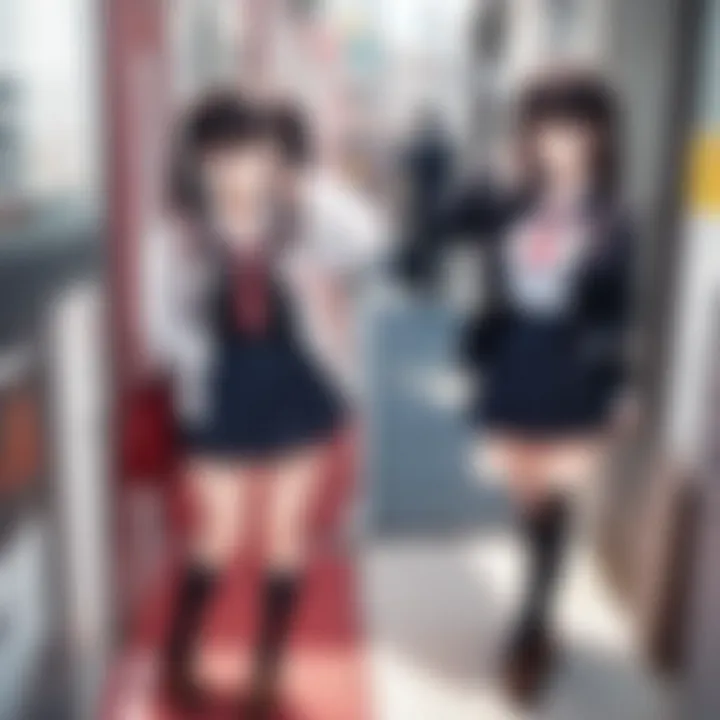 Artistic depiction of schoolgirl attire in anime