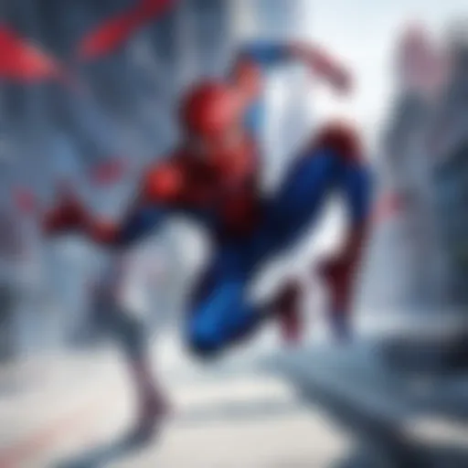 Dynamic portrayal of Spider-Man in anime style
