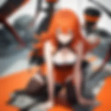 Dynamic Character Designs Featuring Orange A character design showcasing vivid orange hues in clothing and accessories, representing dynamic personality traits.