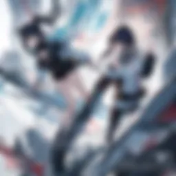 A detailed sketch of a dynamic manga character in an action pose.
