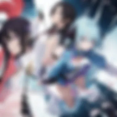 A vibrant scene from a popular anime showcasing dynamic characters
