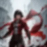 A striking portrayal of Guts wielding his massive sword against a dark, tumultuous sky.