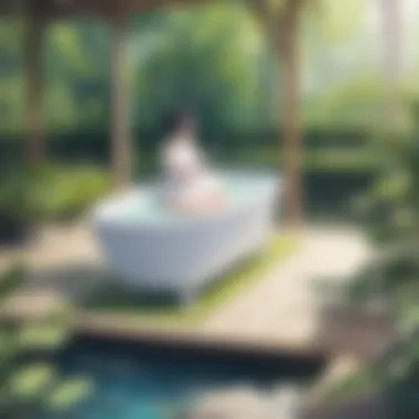 Serene Furo Bathtub Surrounded by Nature Relaxing ambiance created by a furo bathtub surrounded by nature
