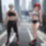 Dynamic training scene showcasing a character's intense workout