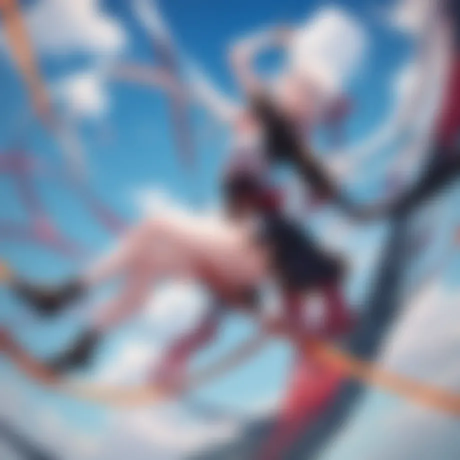 A character gracefully balancing on a tightrope, showcasing the art of tight rope anime.