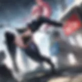 A dynamic scene showcasing the protagonist in battle