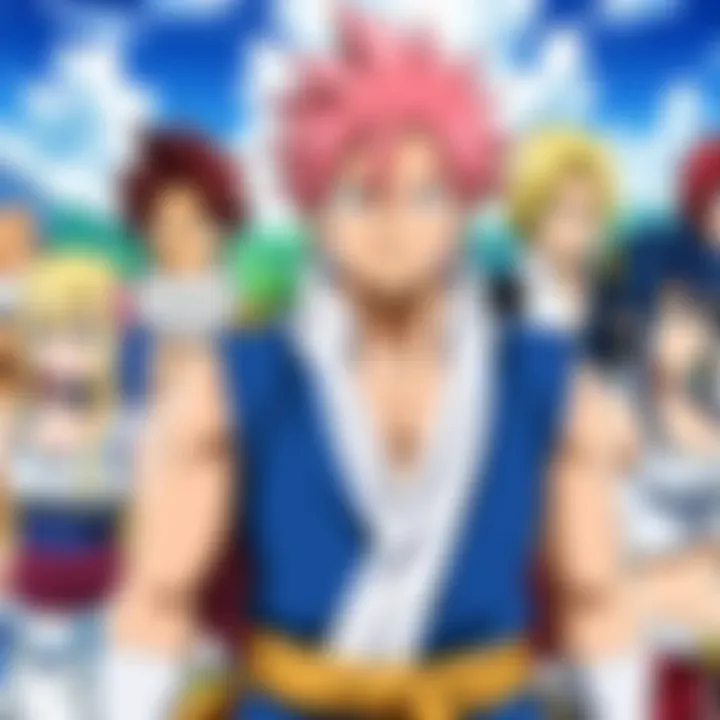 A mystical scene from Fairy Tail showcasing magic and camaraderie
