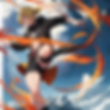 Artistic Depiction of Naruto in Colorful Attack Sequence Artistic depiction of Naruto in a colorful attack sequence
