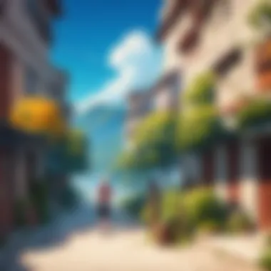 Scenic Landscape Featuring Naruto's Iconic Village Scenic landscape featuring Naruto's iconic village
