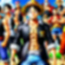 A dynamic illustration of the Worst Generation members engaging in a fierce battle.