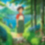 A stunning landscape from a Studio Ghibli film showcasing lush nature