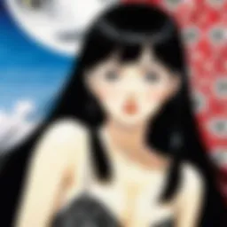 A haunting portrayal of Tomie with ethereal beauty