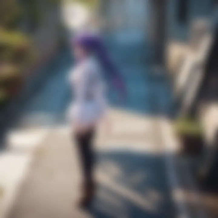 Lucy Heartfilia standing amidst the vibrant town