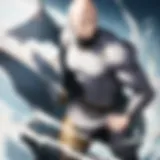 A dynamic still from the English dub showcasing Saitama in action