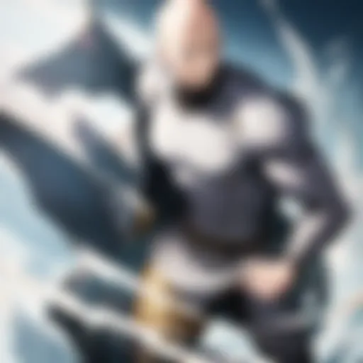 A dynamic still from the English dub showcasing Saitama in action