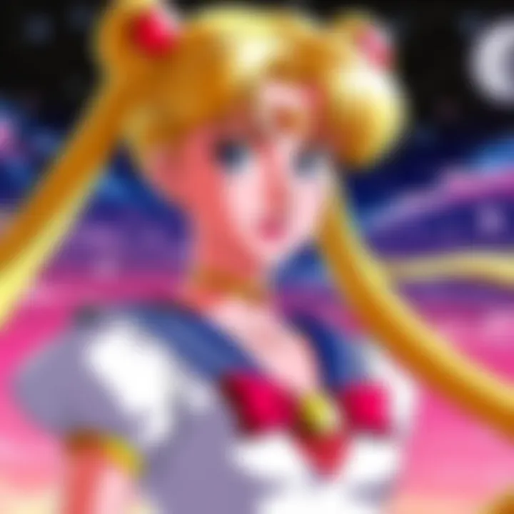 A vibrant depiction of the Sailor Moon characters in a dynamic pose, showcasing their unique powers.