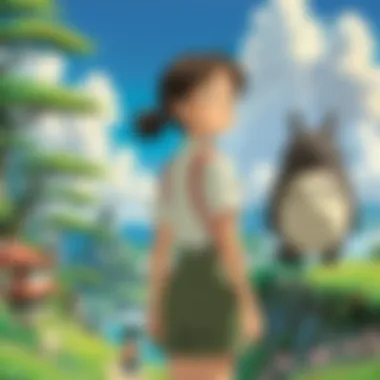 Themes of Friendship and Adventure An artistic representation of a memorable scene that encapsulates the themes of friendship and adventure in Studio Ghibli movies.