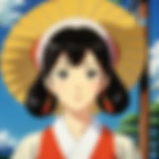 A vibrant scene from a classic Japanese anime showcasing intricate character designs