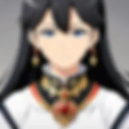 A close-up of a vibrant anime collar design featuring intricate patterns.