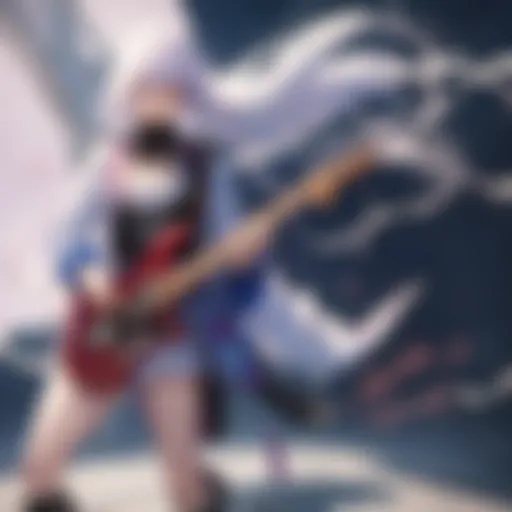 A vibrant artistic representation of Jimi Hendrix performing live, embodying the spirit of his music.