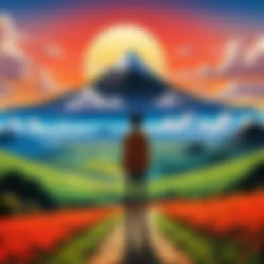 Surreal Landscape in Anime A surreal landscape showcasing dreamlike imagery common in 'freaky' anime.