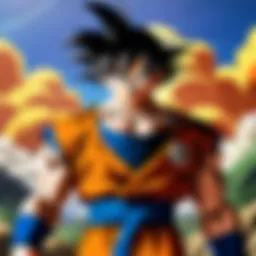 A vibrant scene from Dragon Ball Z featuring Goku in action
